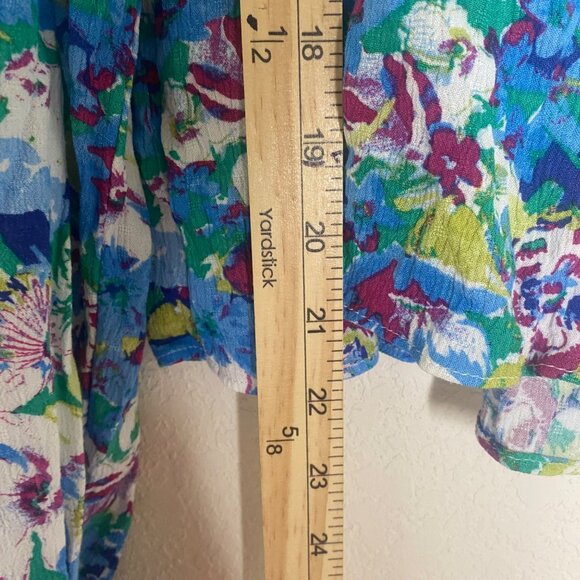 So Good For Life Top XL Blue‎ Floral Long Sleeve Square Neck Peplum Babydoll NEW - Picture 12 of 13